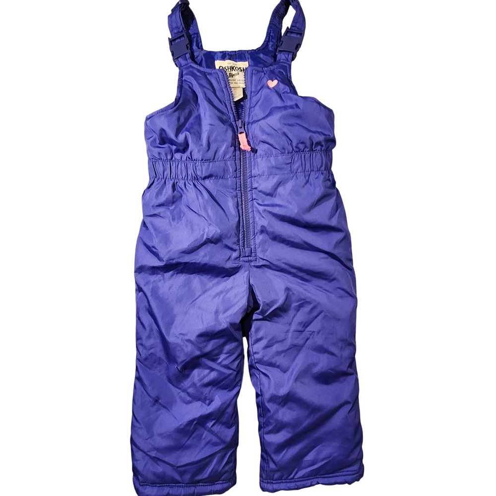 OshKosh Bgosh Snow Bib Pants Girls Toddler 3T Purple Insulated Winter Overalls‎